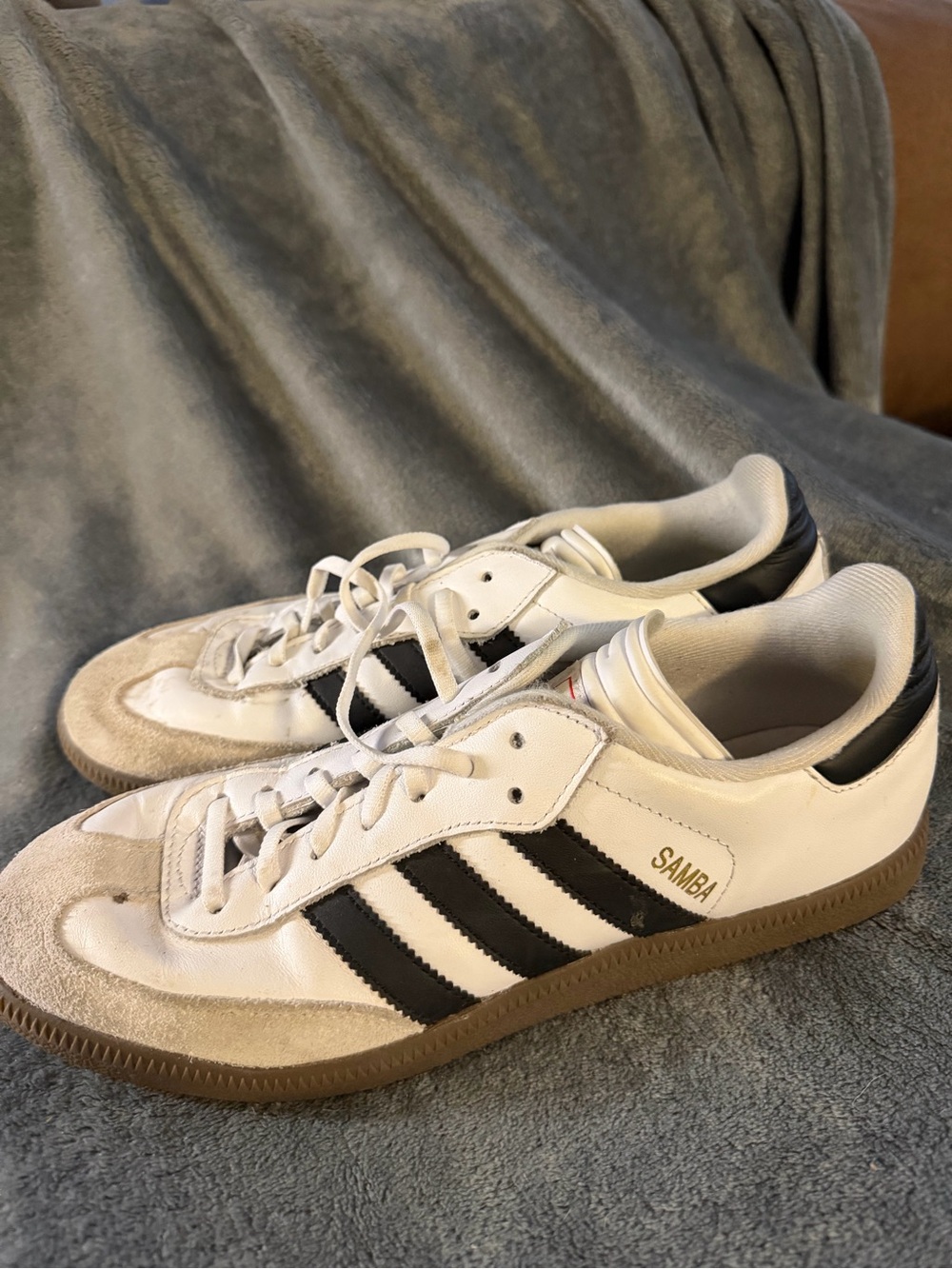 adidas Samba White and Black Leather Suede Sneakers